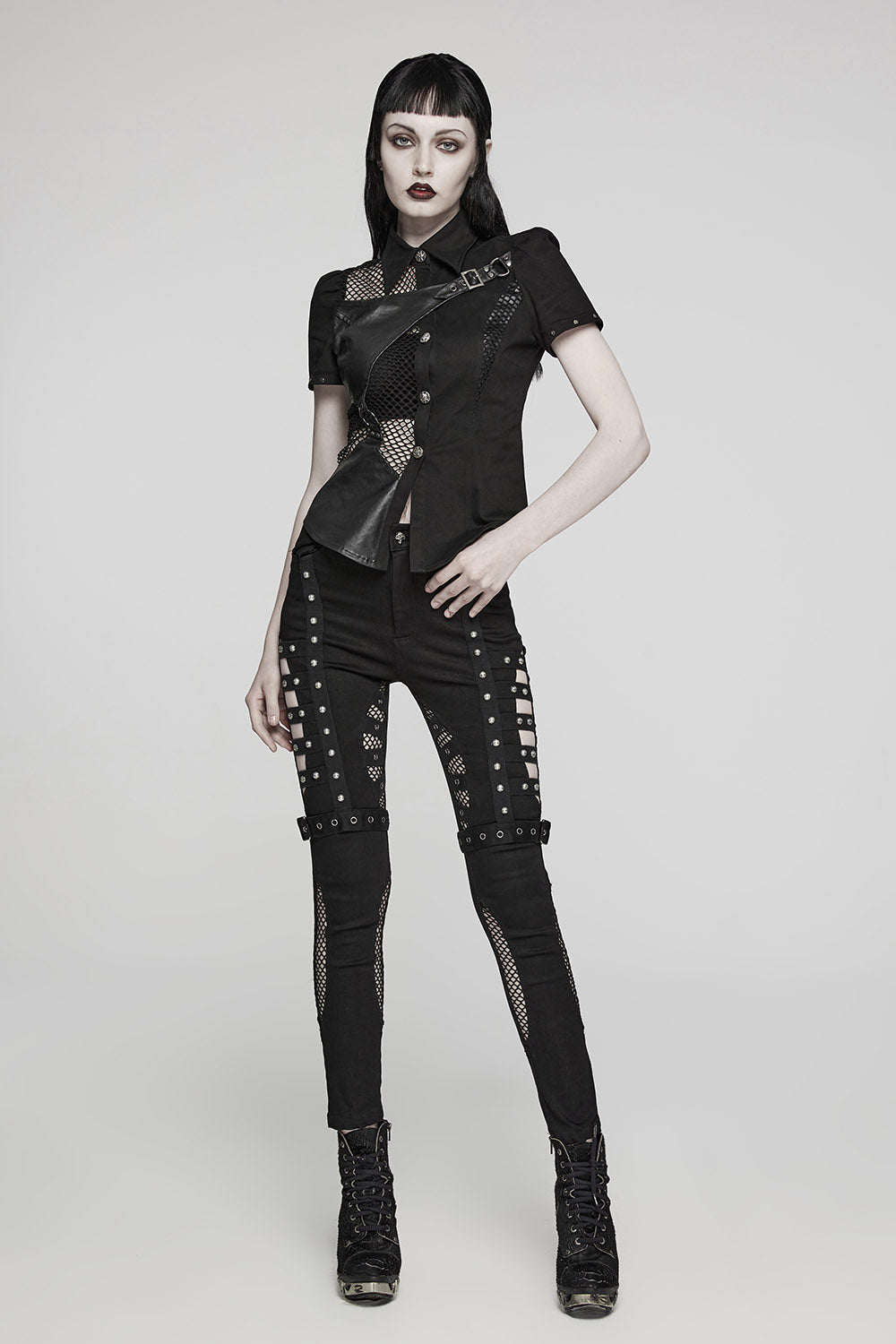 Abyss Fishnet Cutout Skinny Jeans