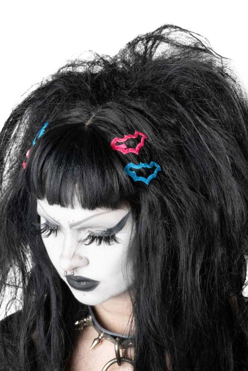 Bat Snap Hair Clips Blue Pink