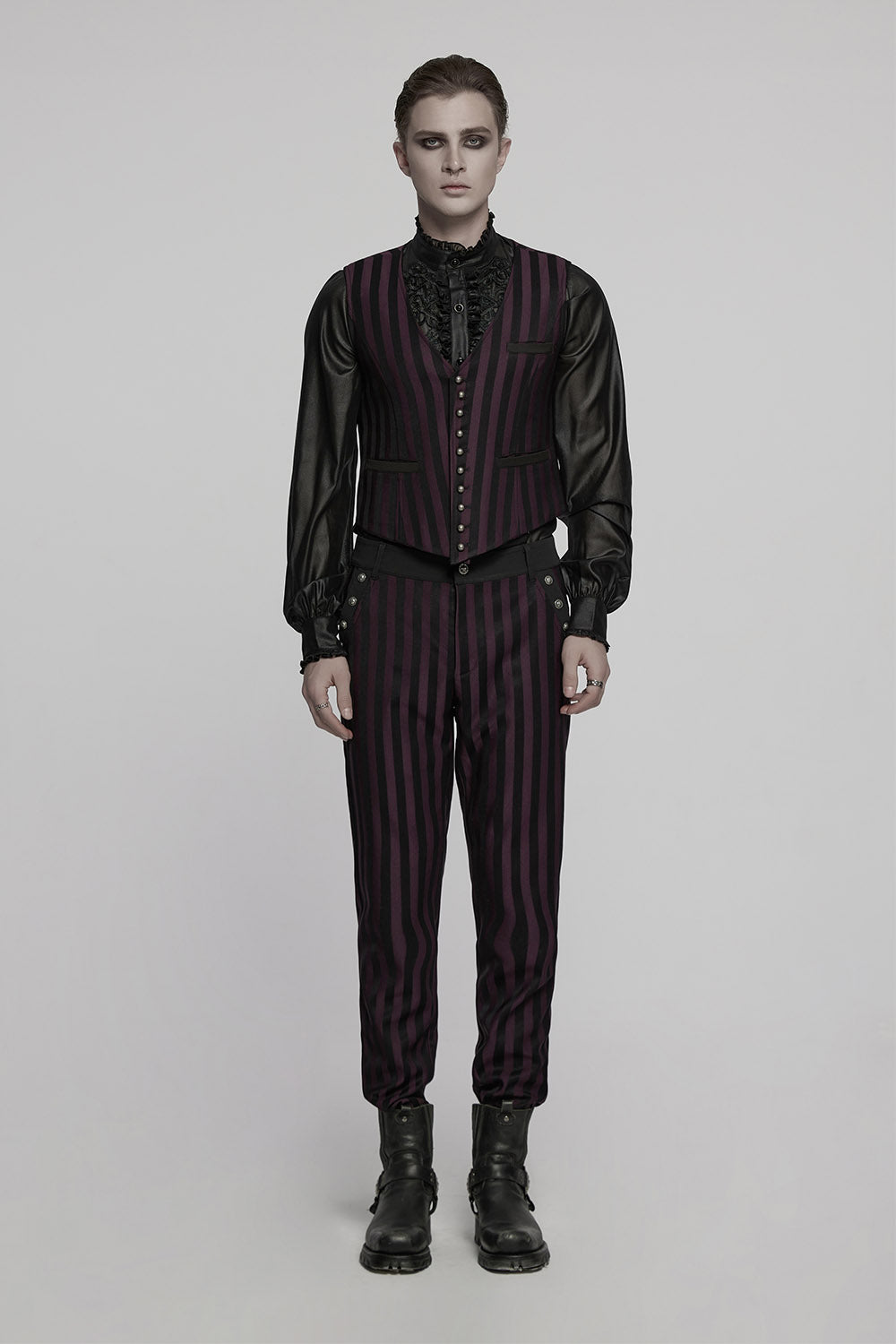 Crimson Manor Striped Waistcoat [Black/Red]