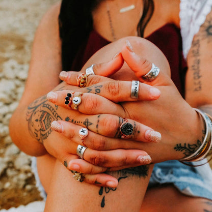 Hemp Leaf Middle Finger Ring - Marijuana Leaf Silver Ring Salt and Sparkle