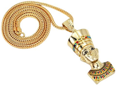 Hip Hop Bling Gold Tone King Tut Pharaoh Prince Pendant Free 36" Chain
