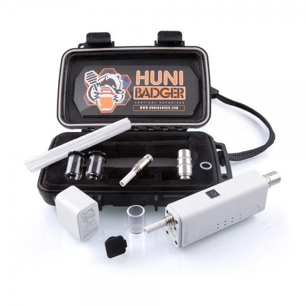 Huni Badger Vertical Vaporizer, travel-friendly kit with rechargeable design and compatibility with different concentrates for versatile use.