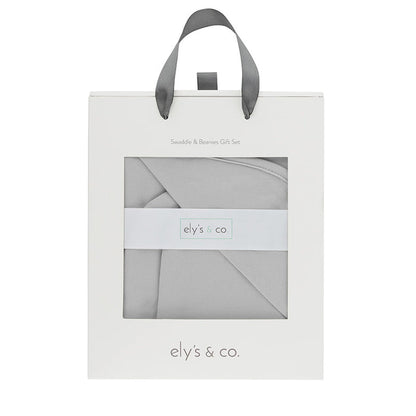 Grey Cotton Swaddle and Beanie Set