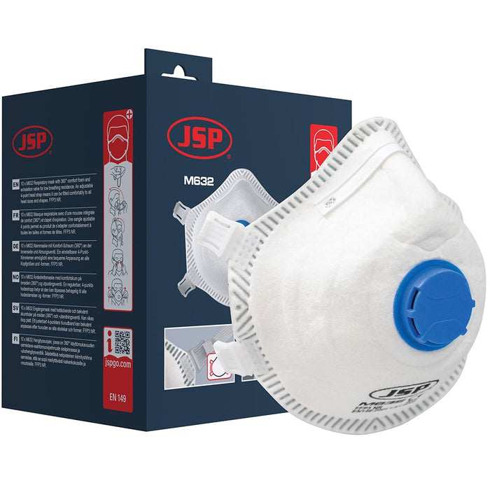 JSP M632 FFP3 Valved Moulded Disposable Masks (Pack 10) BGZ130-000-A00