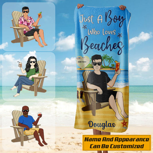 Just A Boy&Girl Who Love Beaches - Beach Towel - Summer Gift - Personalized Custom Beach Towel
