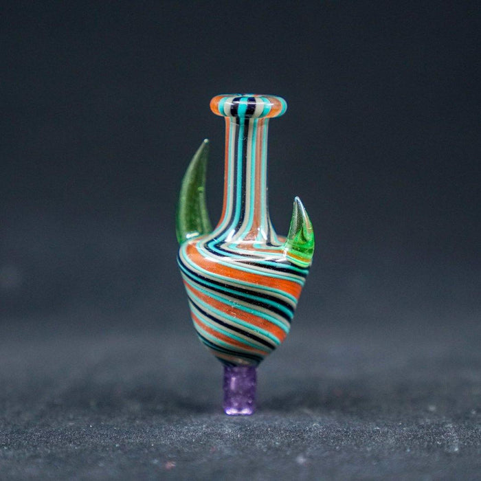Artistic Glass Bubble Cap Dabbing: JwalkerGlass Linework Bubble Cap with Horns, Premium Glass Accessory, Enhanced Airflow, Dabbing Sessions, Intricate Linework, Horn Accents, Artistic, Controls Airflow, Maximizes Vapor Retention, Smoother More Flavorful Hits, Compatible with Most Banger Nails, Optimal Performance, Unique Look.