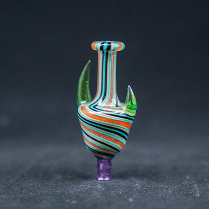 Artistic Glass Bubble Cap Dabbing: JwalkerGlass Linework Bubble Cap with Horns, Premium Glass Accessory, Enhanced Airflow, Dabbing Sessions, Intricate Linework, Horn Accents, Artistic, Controls Airflow, Maximizes Vapor Retention, Smoother More Flavorful Hits, Compatible with Most Banger Nails, Optimal Performance, Unique Look.