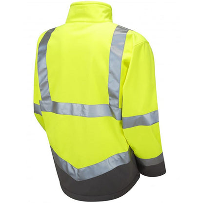 Leo Workwear Buckland Yellow EcoViz Hi Vis Softshell Jacket (3L)