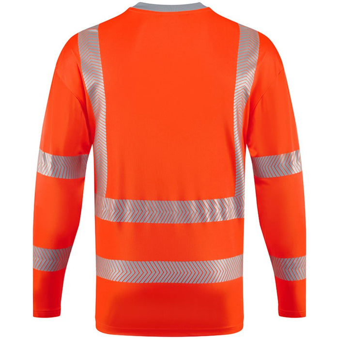 Leo Workwear Capstone Orange EcoViz Coolviz Plus Long Sleeve Hi Vis T-Shirt