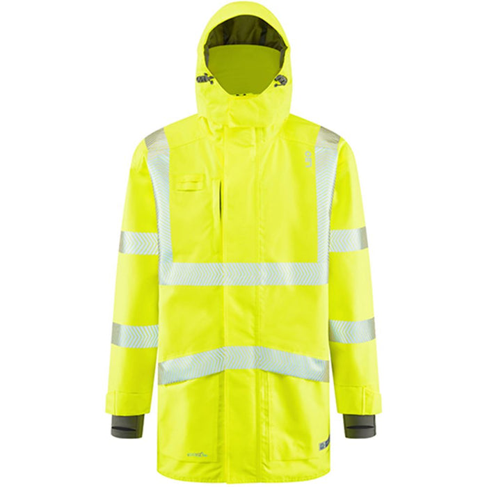 Leo Workwear Clovelly Yellow EcoViz 15K Performance+ Waterproof Breathable Executive Hi Vis Jacket