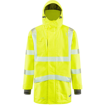 Leo Workwear Clovelly Yellow EcoViz 15K Performance+ Waterproof Breathable Executive Hi Vis Jacket