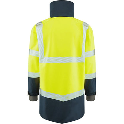 Leo Workwear Clovelly Yellow/Navy EcoViz 15K Performance+ Waterproof Breathable Executive Hi Vis Jacket