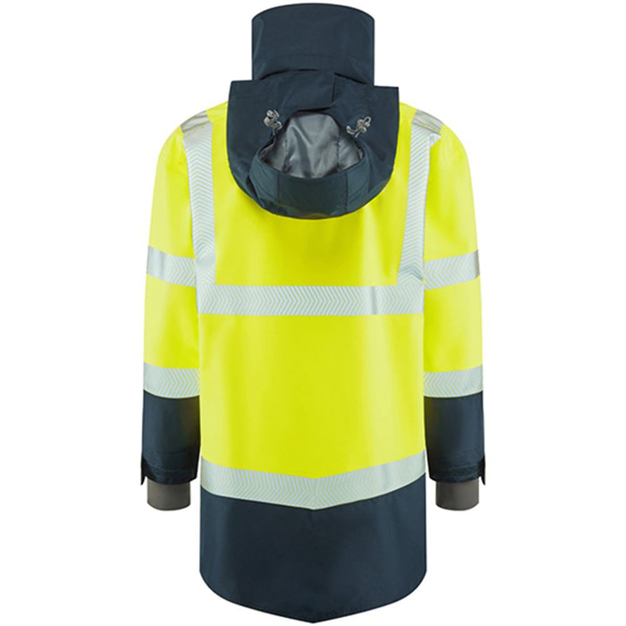 Leo Workwear Clovelly Yellow/Navy EcoViz 15K Performance+ Waterproof Breathable Executive Hi Vis Jacket