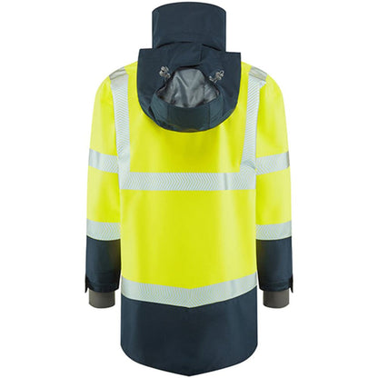 Leo Workwear Clovelly Yellow/Navy EcoViz 15K Performance+ Waterproof Breathable Executive Hi Vis Jacket