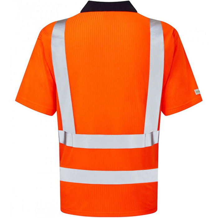 Leo Workwear Croyde Orange Comfort EcoViz Hi Vis Polo Shirt