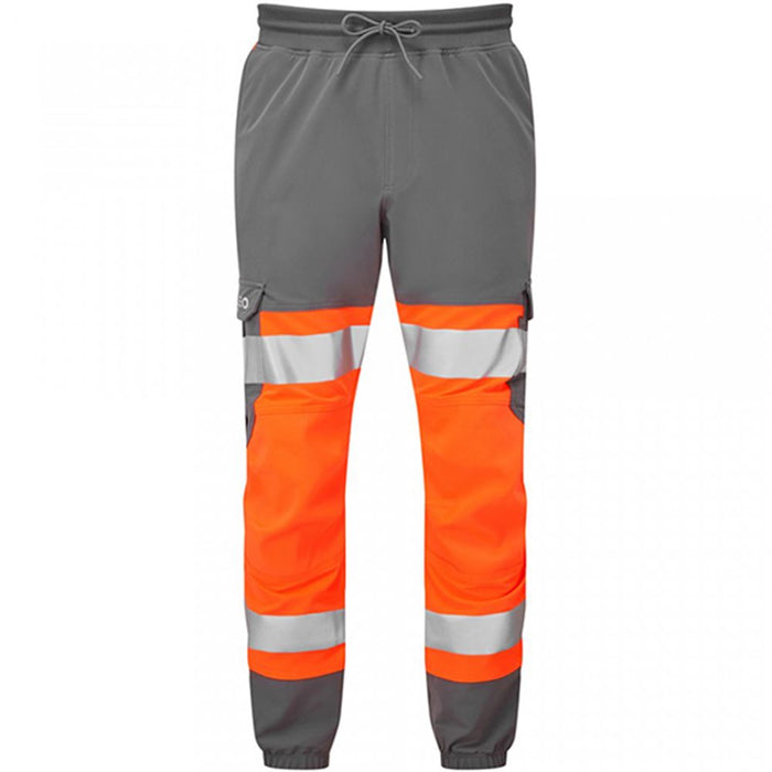 Leo Workwear Hawkridge Orange EcoViz 4X Stretch Hi Vis Jog Trouser