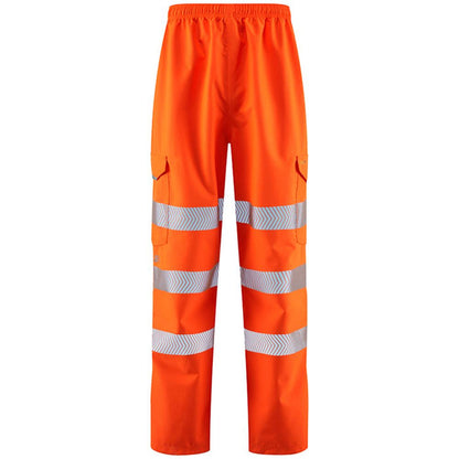 Leo Workwear Instow Orange LTEC 15K Waterproof Breathable Hi Vis Cargo Trouser