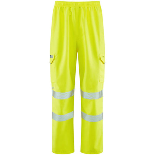 Leo Workwear Instow Yellow LTEC 15K Waterproof Breathable Hi Vis Cargo Trouser