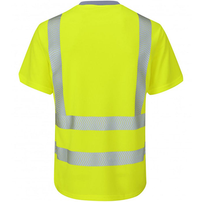 Leo Workwear Larkstone Yellow EcoViz Coolviz Plus Hi Vis T-Shirt