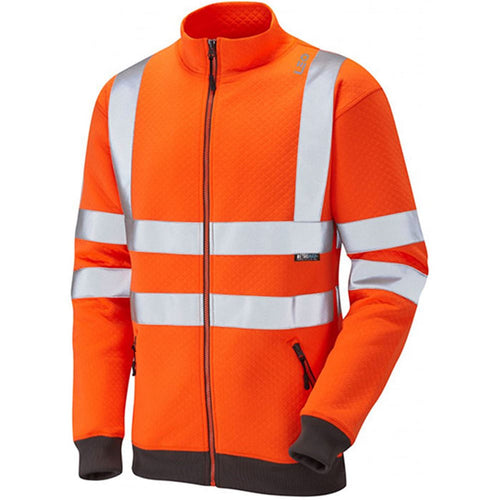 Leo Workwear Libbaton Orange EcoViz Polycotton Zipped Hi Vis Track Top