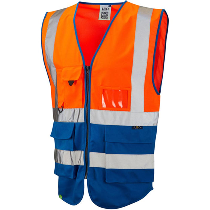 Leo Workwear Lynton W11 Two Tone EcoViz Zipped Hi Vis Superior Waistcoat