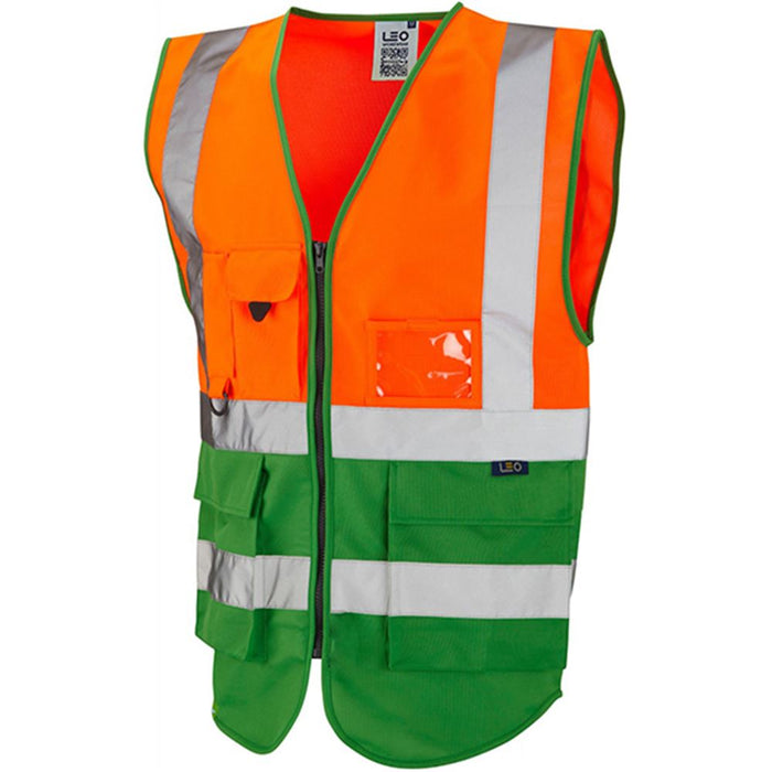 Leo Workwear Lynton W11 Two Tone EcoViz Zipped Hi Vis Superior Waistcoat