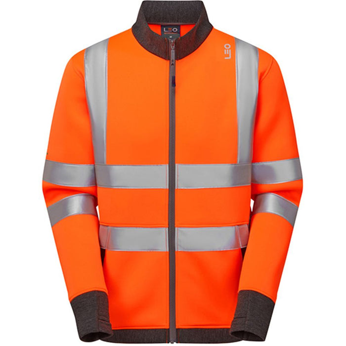 Leo Workwear SS07 Arganite Orange EcoViz Air Layer Full Zip Hi Vis Sweatshirt