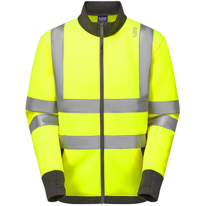 Leo Workwear SS07 Arganite Yellow EcoViz Air Layer Full Zip Hi Vis Sweatshirt