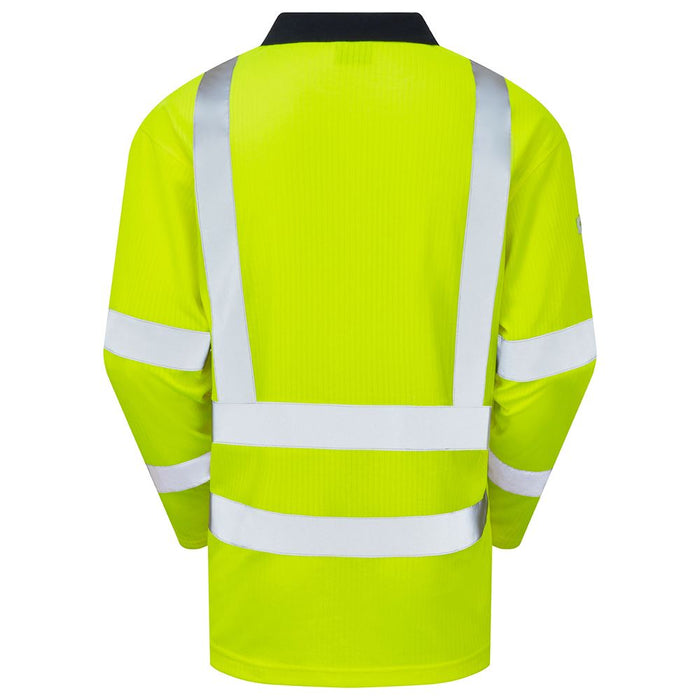 Leo Workwear Swimbridge Yellow EcoViz Comfort Long Sleeve Hi Vis Polo Shirt