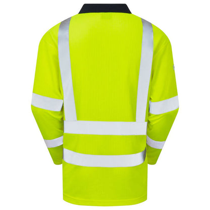 Leo Workwear Swimbridge Yellow EcoViz Comfort Long Sleeve Hi Vis Polo Shirt