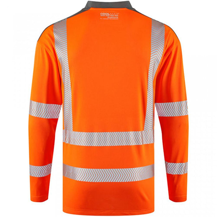 Leo Workwear Watermouth Orange EcoViz Coolmax Performance Long Sleeve Hi Vis T-Shirt