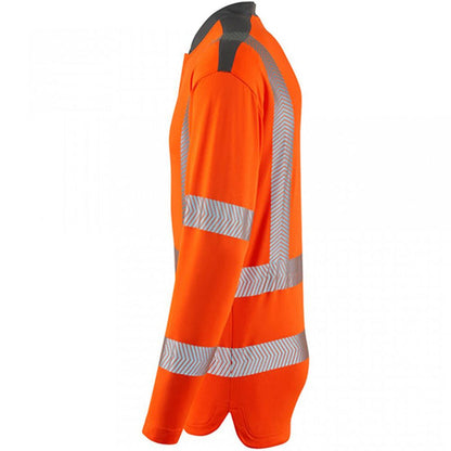 Leo Workwear Watermouth Orange EcoViz Coolmax Performance Long Sleeve Hi Vis T-Shirt