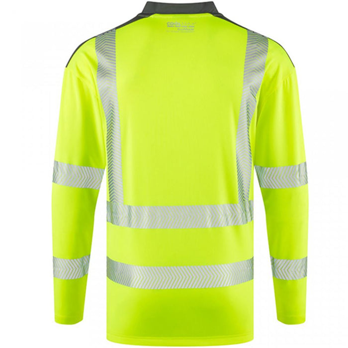 Leo Workwear Watermouth Yellow EcoViz Coolmax Performance Long Sleeve Hi Vis T-Shirt