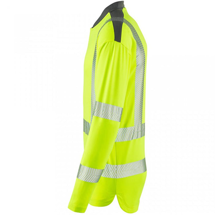 Leo Workwear Watermouth Yellow EcoViz Coolmax Performance Long Sleeve Hi Vis T-Shirt