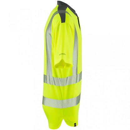 Leo Workwear Watermouth Yellow EcoViz Coolmax Performance Long Sleeve Hi Vis T-Shirt