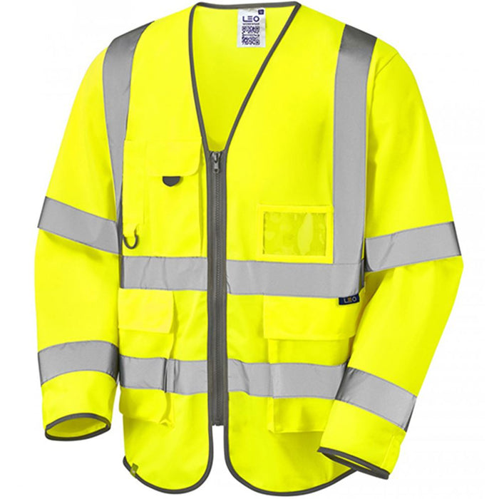Leo Workwear Wrafton Yellow EcoViz Long Sleeve Superior Hi Vis Vest
