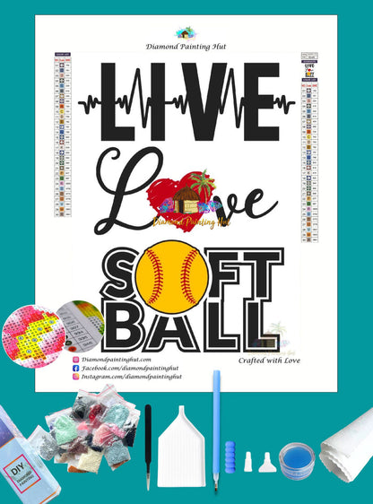 Live Love Softball Diamond Painting