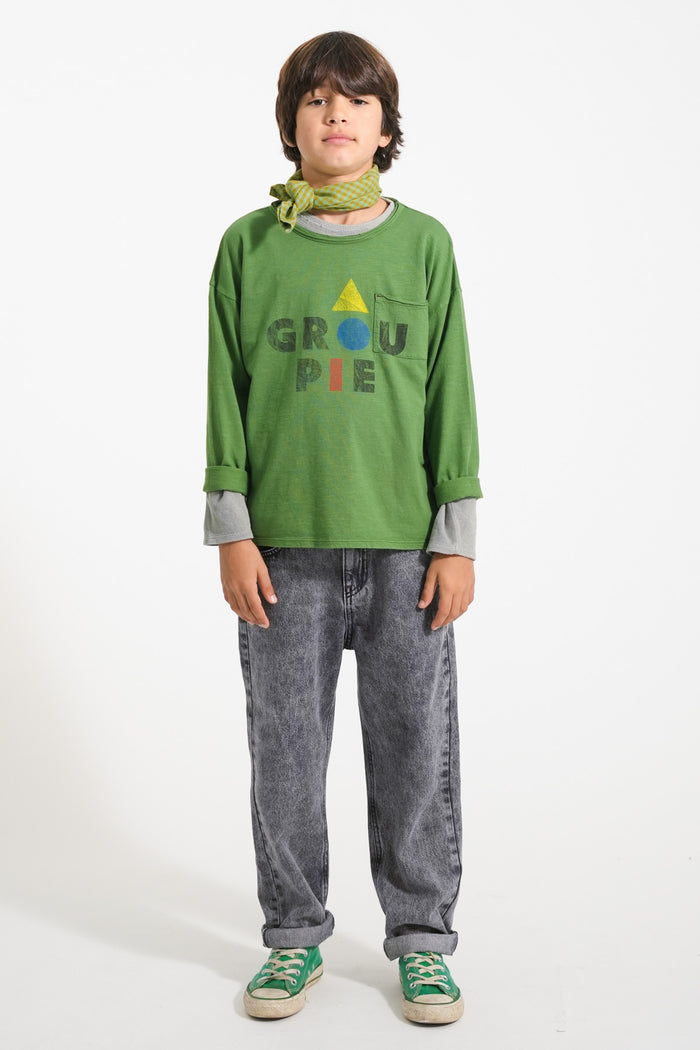 LS T-Shirt in Dark Green w/ "Groupie" Print