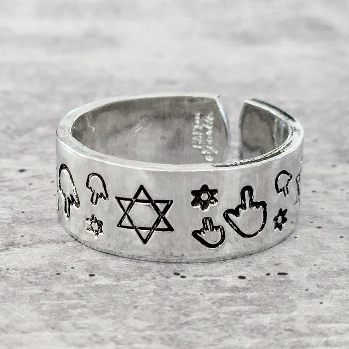Magen David Middle Finger Ring Salt and Sparkle