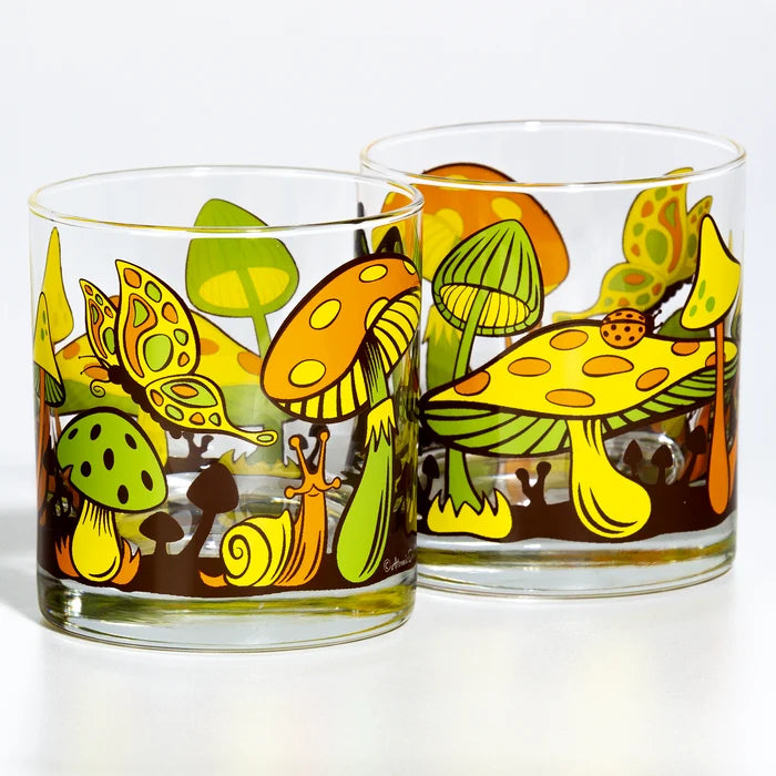 Magical Mushrooms Rocks Glasses Grandma's Kitchen