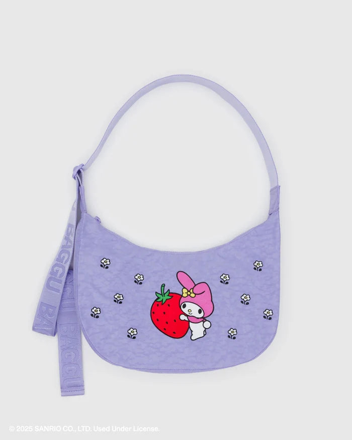 Medium Nylon Crescent Bag | Embroidered My Melody Strawberry