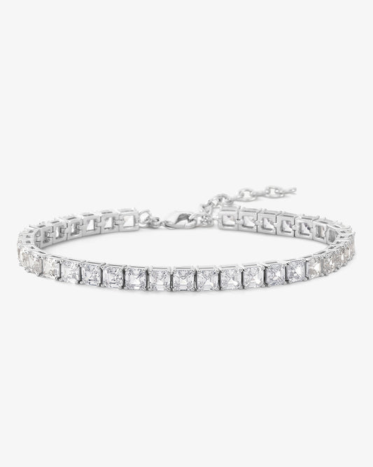 The Queen's Anklet 5mm - Silver|White Diamondettes