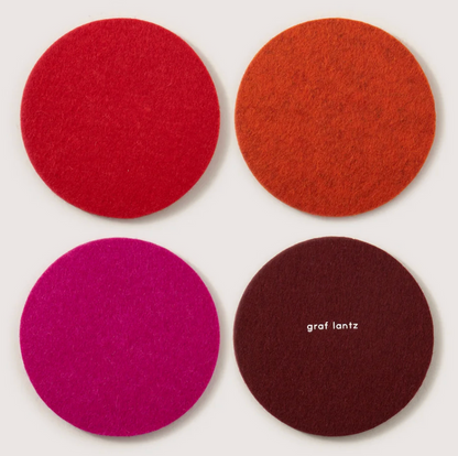 Merino Wool Coasters Round 4-Pack Bordeaux