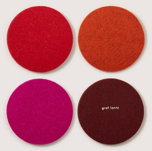 Merino Wool Coasters Round 4-Pack Bordeaux