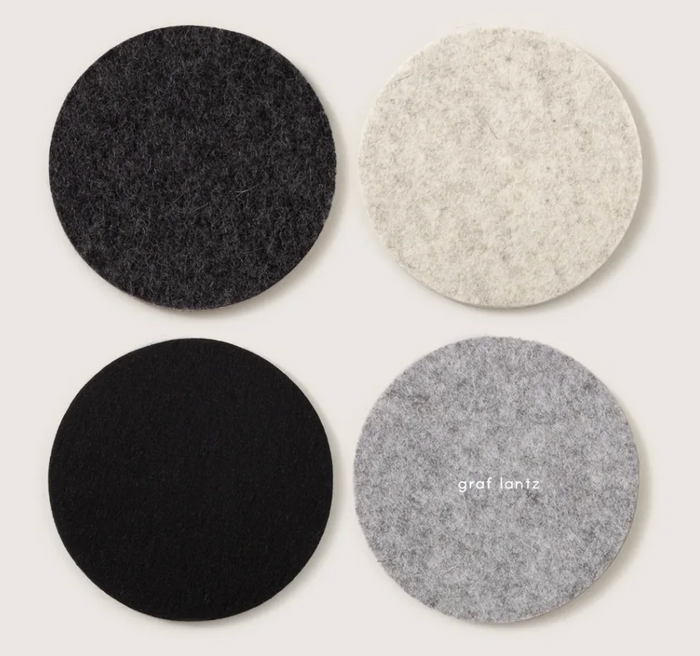 Merino Wool Coasters Round 4-Pack Noir