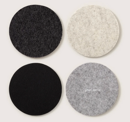 Merino Wool Coasters Round 4-Pack Noir