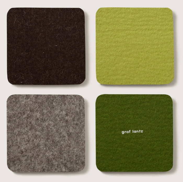 Merino Wool Coasters Square 4-Pack Forest