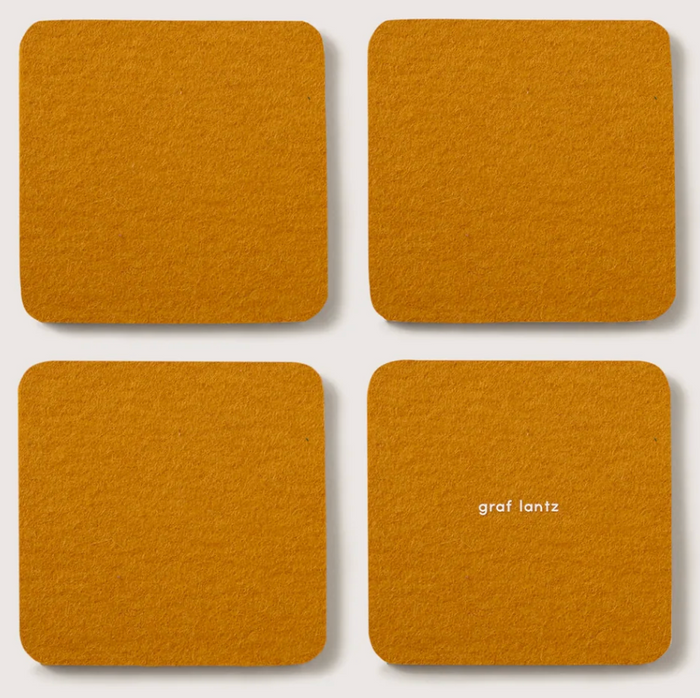 Merino Wool Coasters Square 4-Pack Turmeric