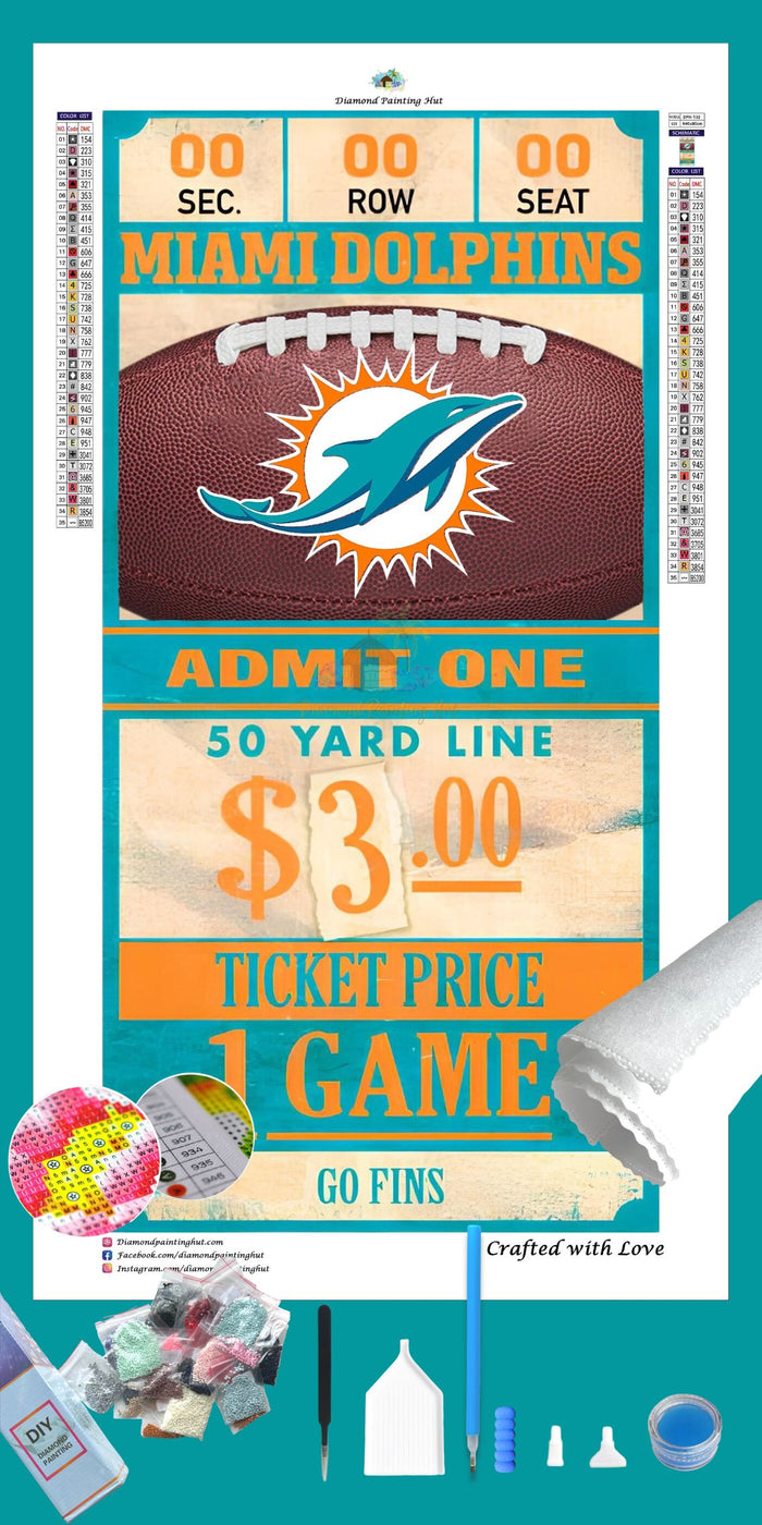 Miami Dolphins NFL Ticket Diamond Painting-Diamond Painting Hut