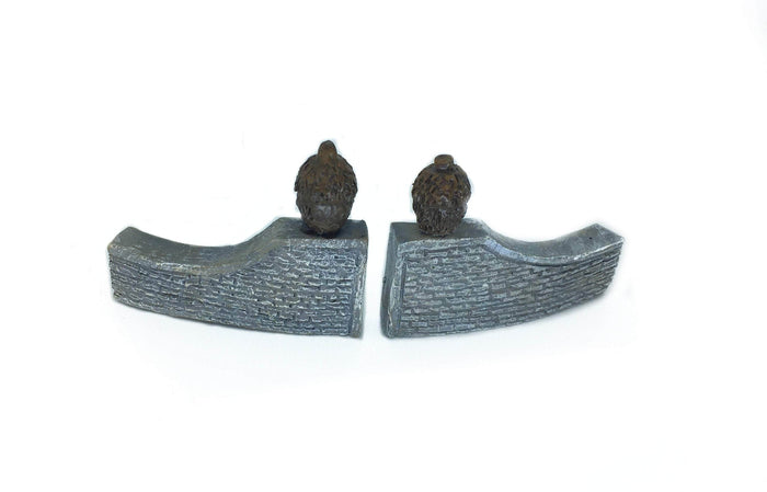 Micro Mini Acorn Topped Gate, Gray Stone Wall  Garden Entry, Terrarium Gate